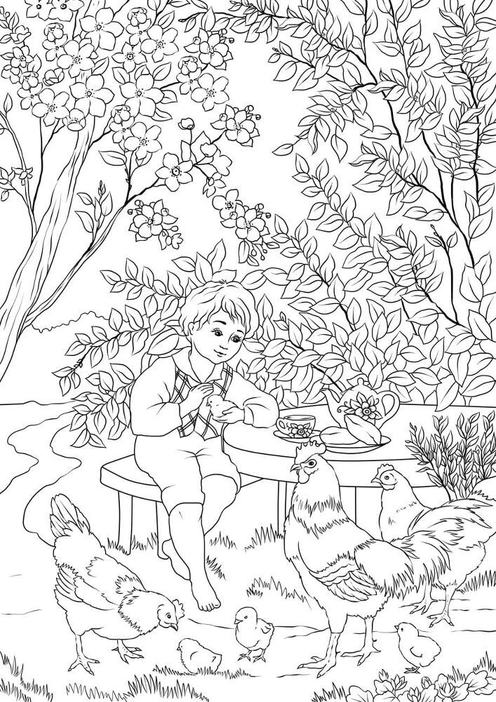 Desenho de Primavera para colorir e imprimir: número 9