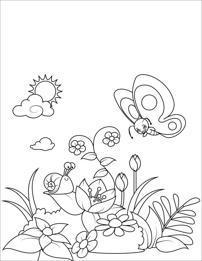Desenho de Primavera para colorir e imprimir: número 11