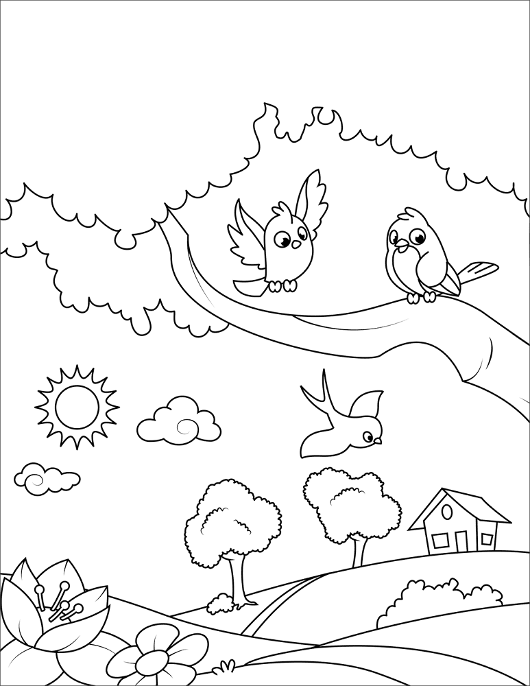Desenho de Primavera para colorir e imprimir: número 16