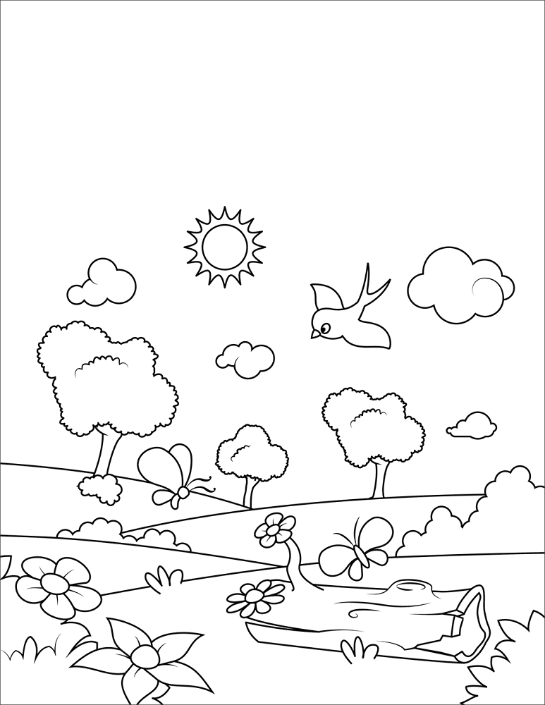 Desenho de Primavera para colorir e imprimir: número 18