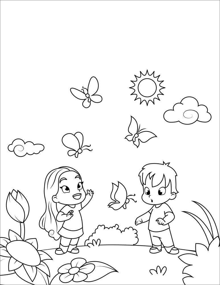 Desenho de Primavera para colorir e imprimir: número 19