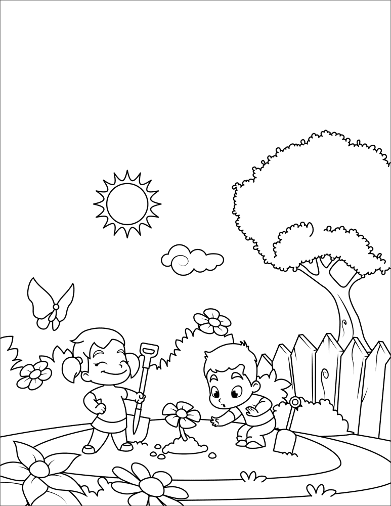 Desenho de Primavera para colorir e imprimir: número 21