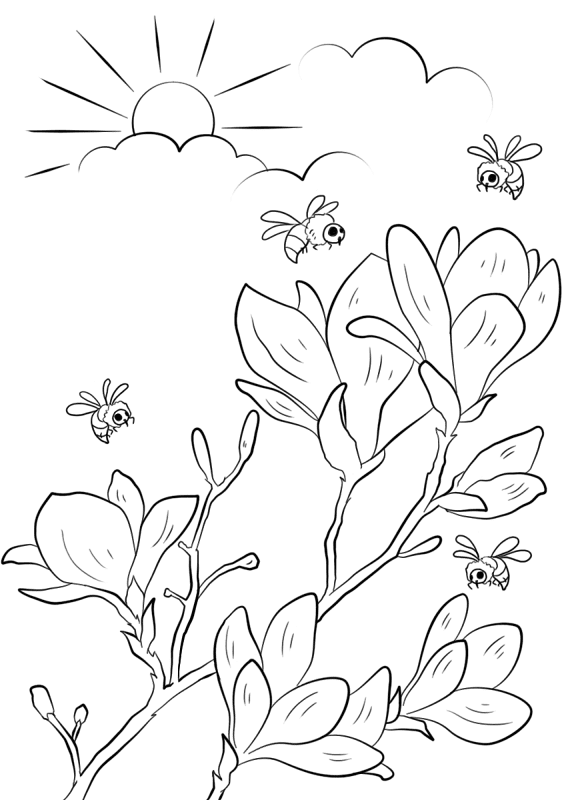 Desenho de Primavera para colorir
