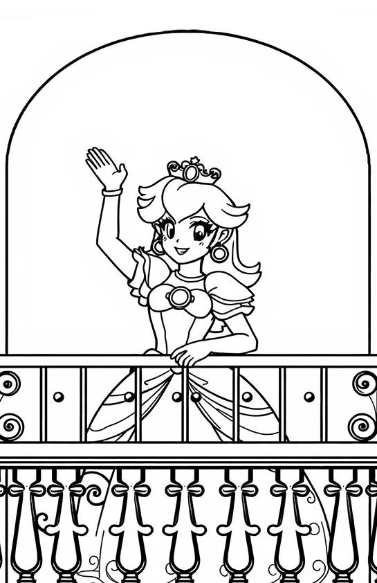 Desenho de Princesa Peach para colorir e imprimir: número 2