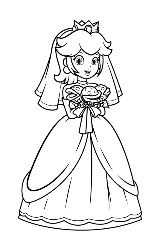 Desenho de Princesa Peach para colorir e imprimir: número 3