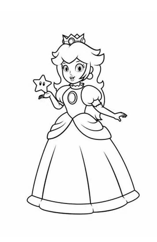 Desenho de Princesa Peach para colorir e imprimir: número 5