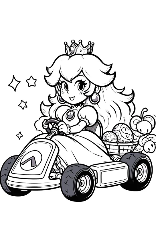Desenho de Princesa Peach para colorir e imprimir: número 6