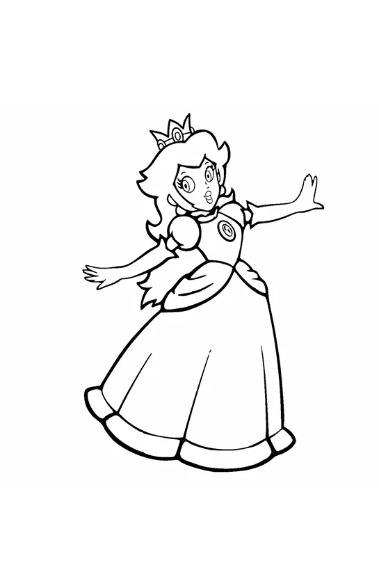 Desenho de Princesa Peach para colorir e imprimir: número 7