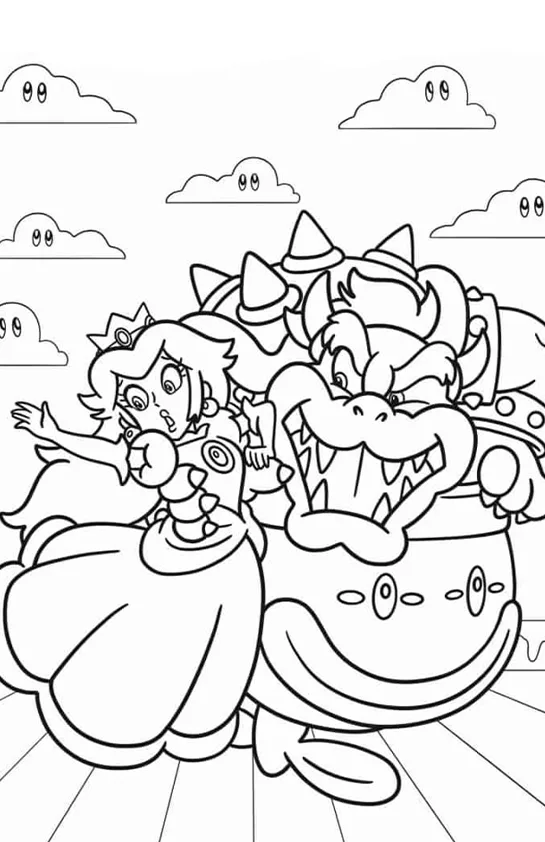 Desenho de Princesa Peach para colorir e imprimir: número 10