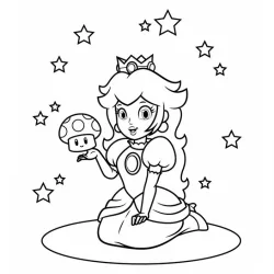 Desenho de Princesa Peach para colorir e imprimir: número 13