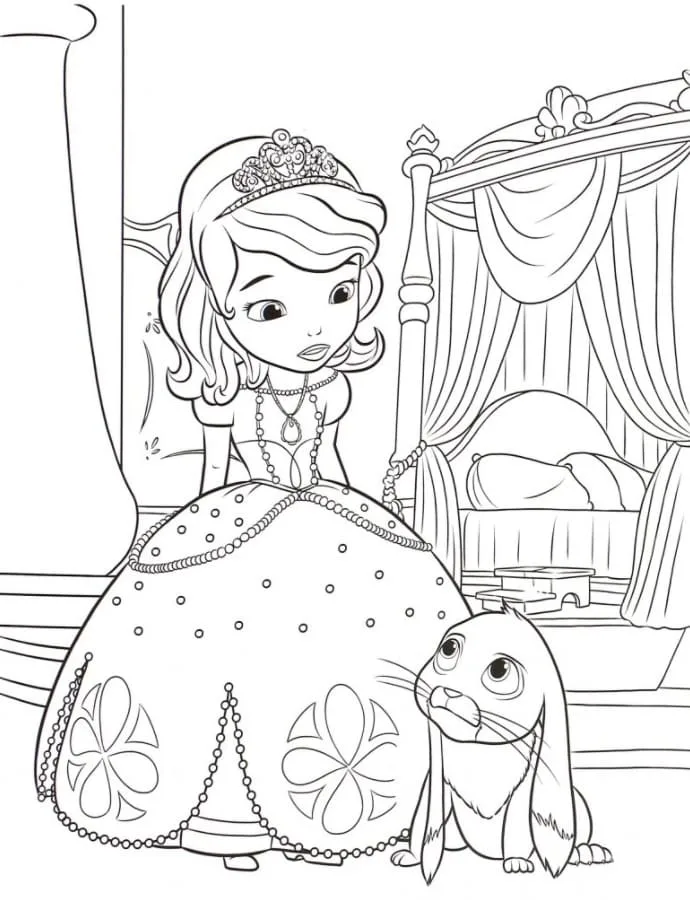 Desenho de Princesa Sofia para colorir e imprimir: número 3