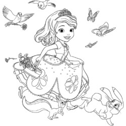 Desenho de Princesa Sofia para colorir e imprimir: número 5