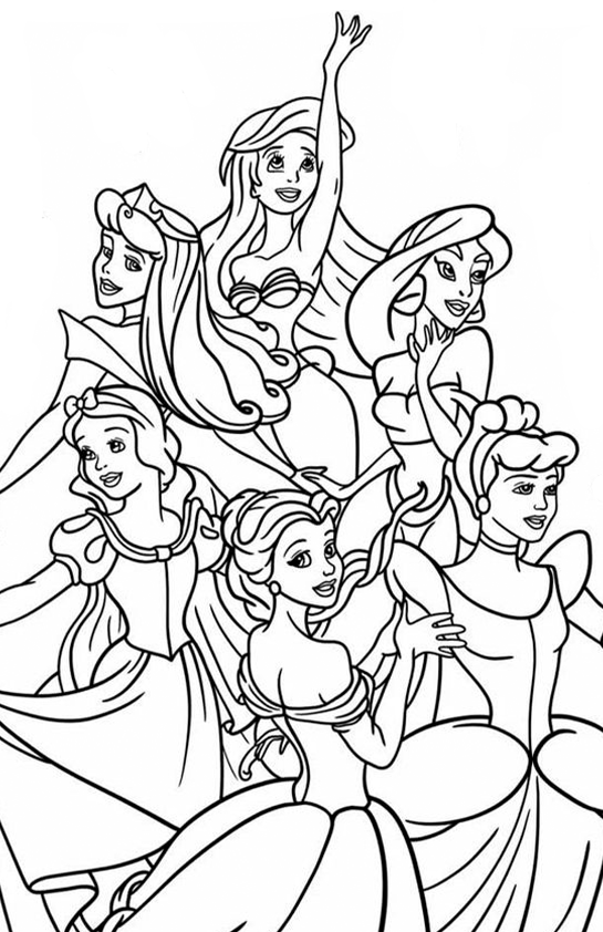 Desenho de Princesas para colorir e imprimir: número 1