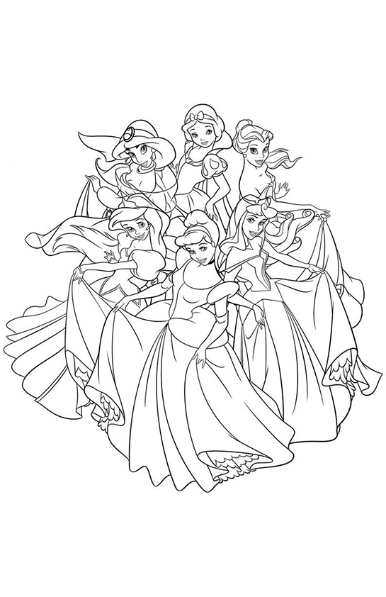Desenho de Princesas para colorir e imprimir: número 4