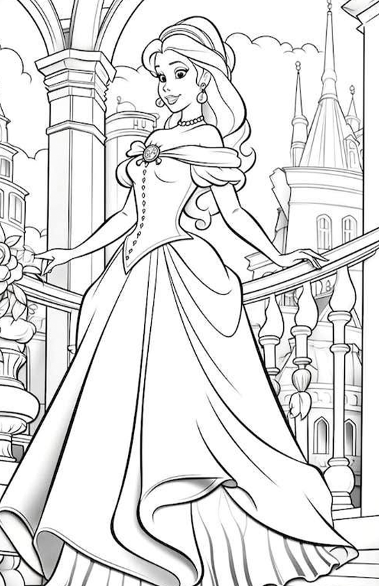 Desenho de Princesas para colorir e imprimir: número 5