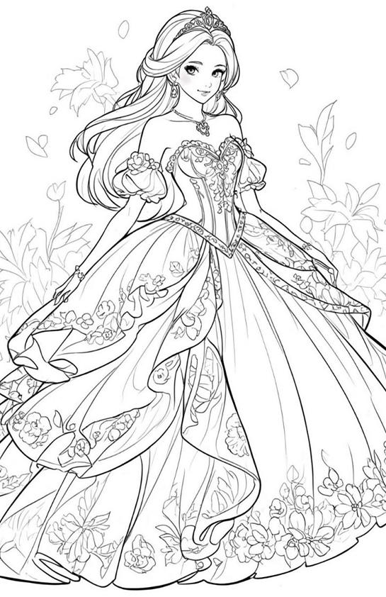 Desenho de Princesas para colorir e imprimir: número 6