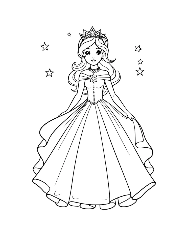 Desenho de Princesas para colorir e imprimir: número 24