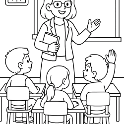 Desenho de Professores para colorir e imprimir: número 2