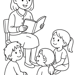 Desenho de Professores para colorir e imprimir: número 4
