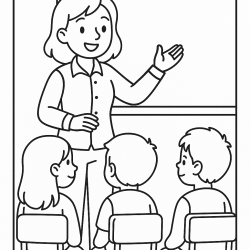 Desenho de Professores para colorir e imprimir: número 5
