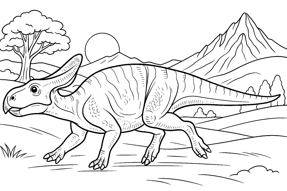 Desenho de Protocerátopo para colorir e imprimir: número 5