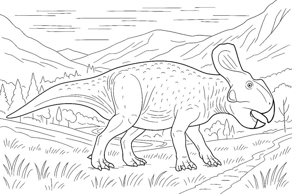 Desenho de Protocerátopo para colorir e imprimir: número 6