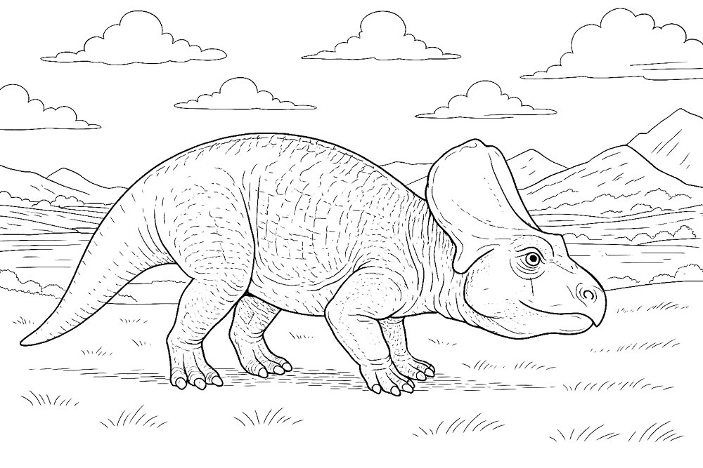 Desenho de Protocerátopo para colorir e imprimir: número 7