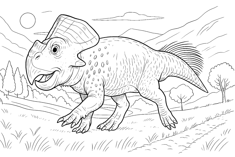 Desenho de Protocerátopo para colorir e imprimir: número 8