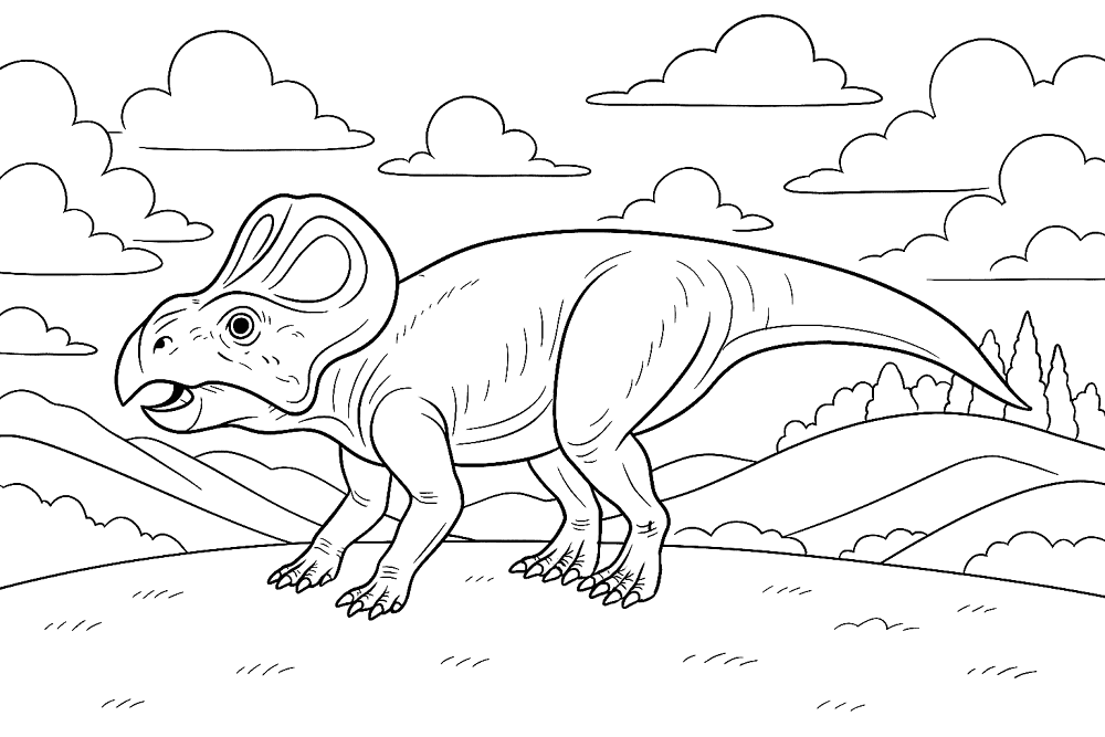 Desenho de Protocerátopo para colorir e imprimir: número 9