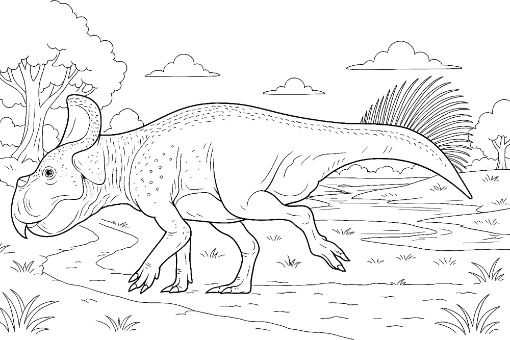 Desenho de Protocerátopo para colorir e imprimir: número 12