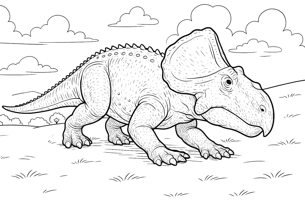 Desenho de Protocerátopo para colorir e imprimir: número 13