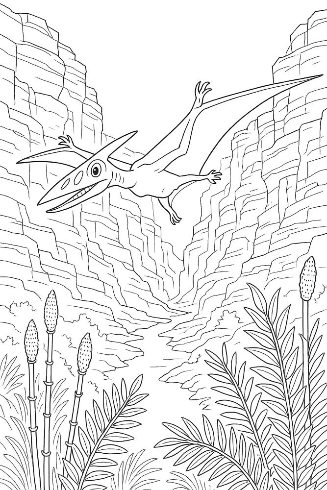 Desenho de Pteranodonte para colorir e imprimir: número 1