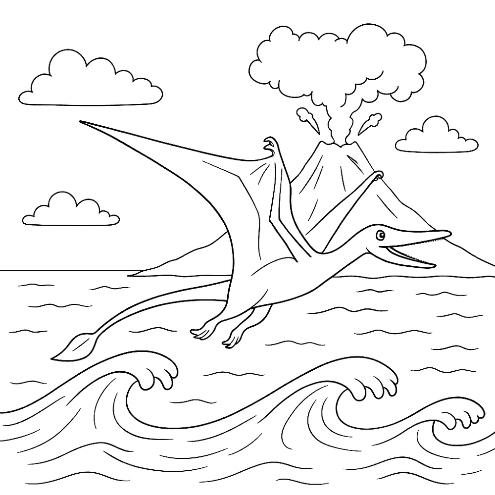 Desenho de Pteranodonte para colorir e imprimir: número 2