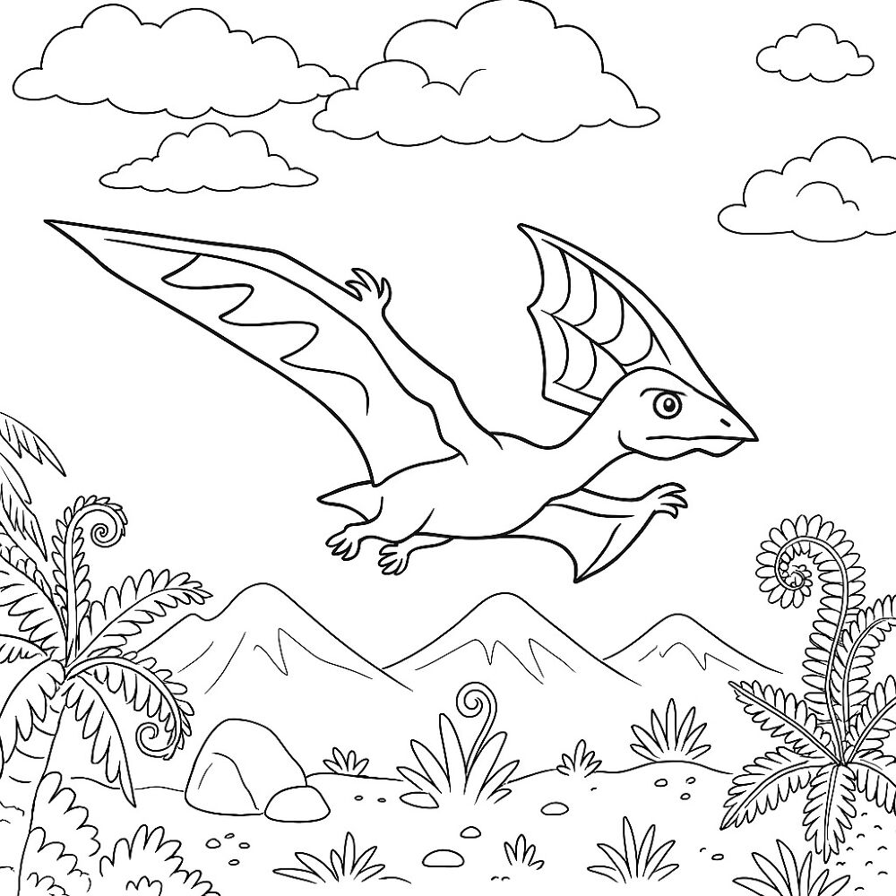 Desenho de Pteranodonte para colorir e imprimir: número 8