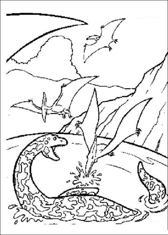 Desenho de Pteranodonte para colorir e imprimir: número 9