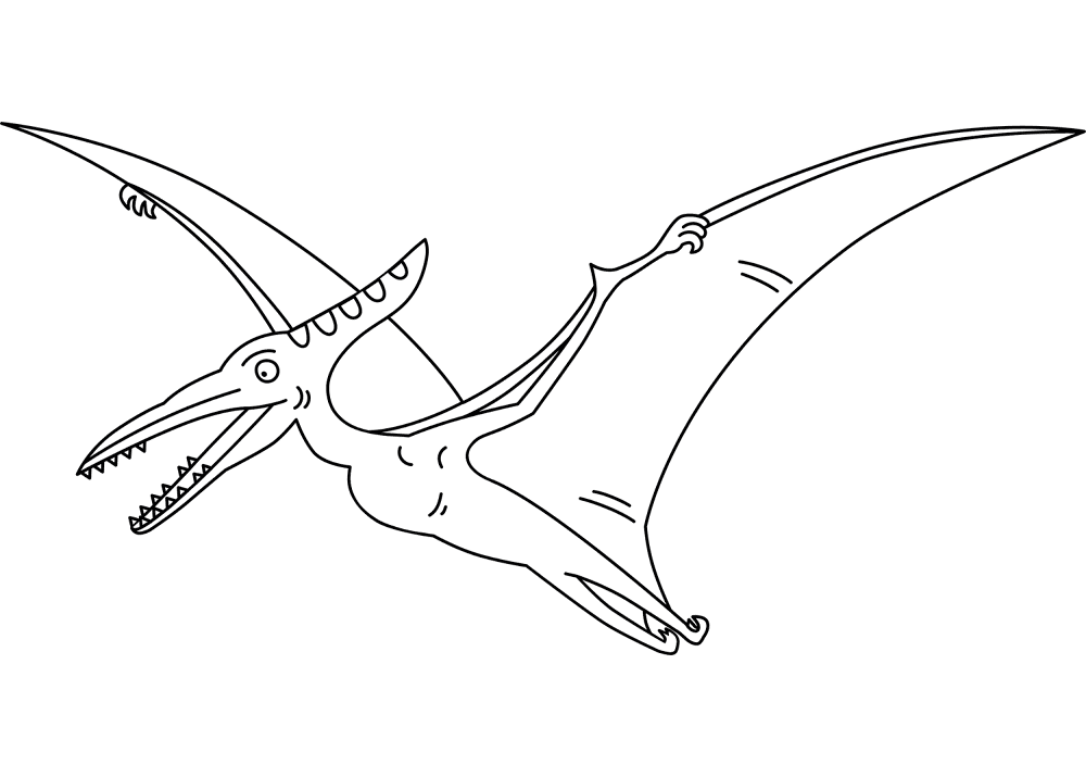 Desenho de Pterodáctilo para colorir e imprimir: número 1