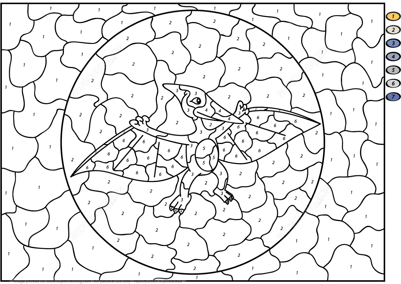 Desenho de Pterodáctilo para colorir e imprimir: número 4