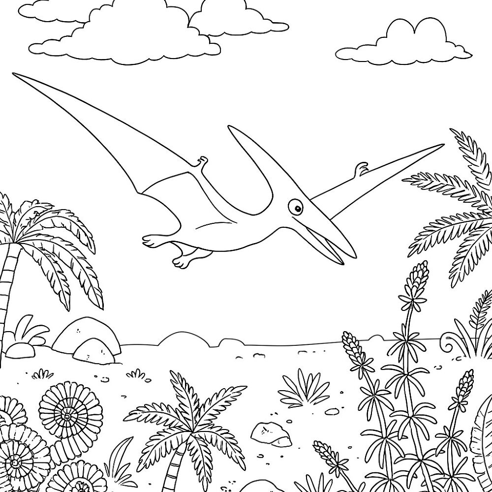 Desenho de Pterodáctilo para colorir e imprimir: número 6