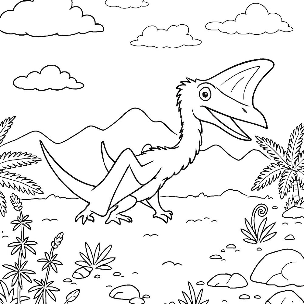 Desenho de Pterodáctilo para colorir
