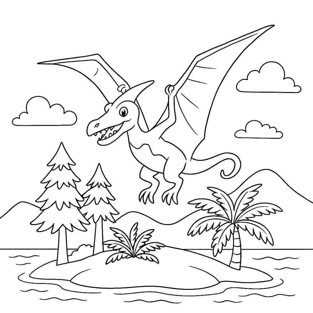 Desenho de Pterodáctilo para colorir e imprimir: número 14