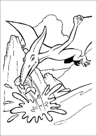 Desenho de Pterodáctilo para colorir e imprimir: número 17