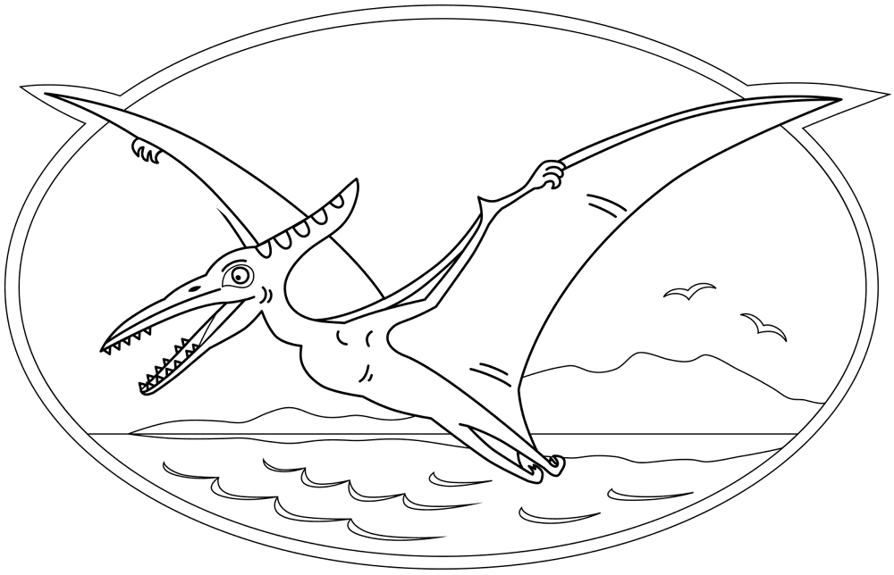 Desenho de Pterodáctilo para colorir e imprimir: número 19