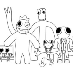 Desenho de Rainbow Friends para colorir e imprimir: número 1