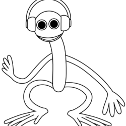 Desenho de Rainbow Friends para colorir e imprimir: número 5