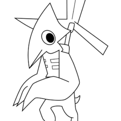 Desenho de Rainbow Friends para colorir e imprimir: número 8