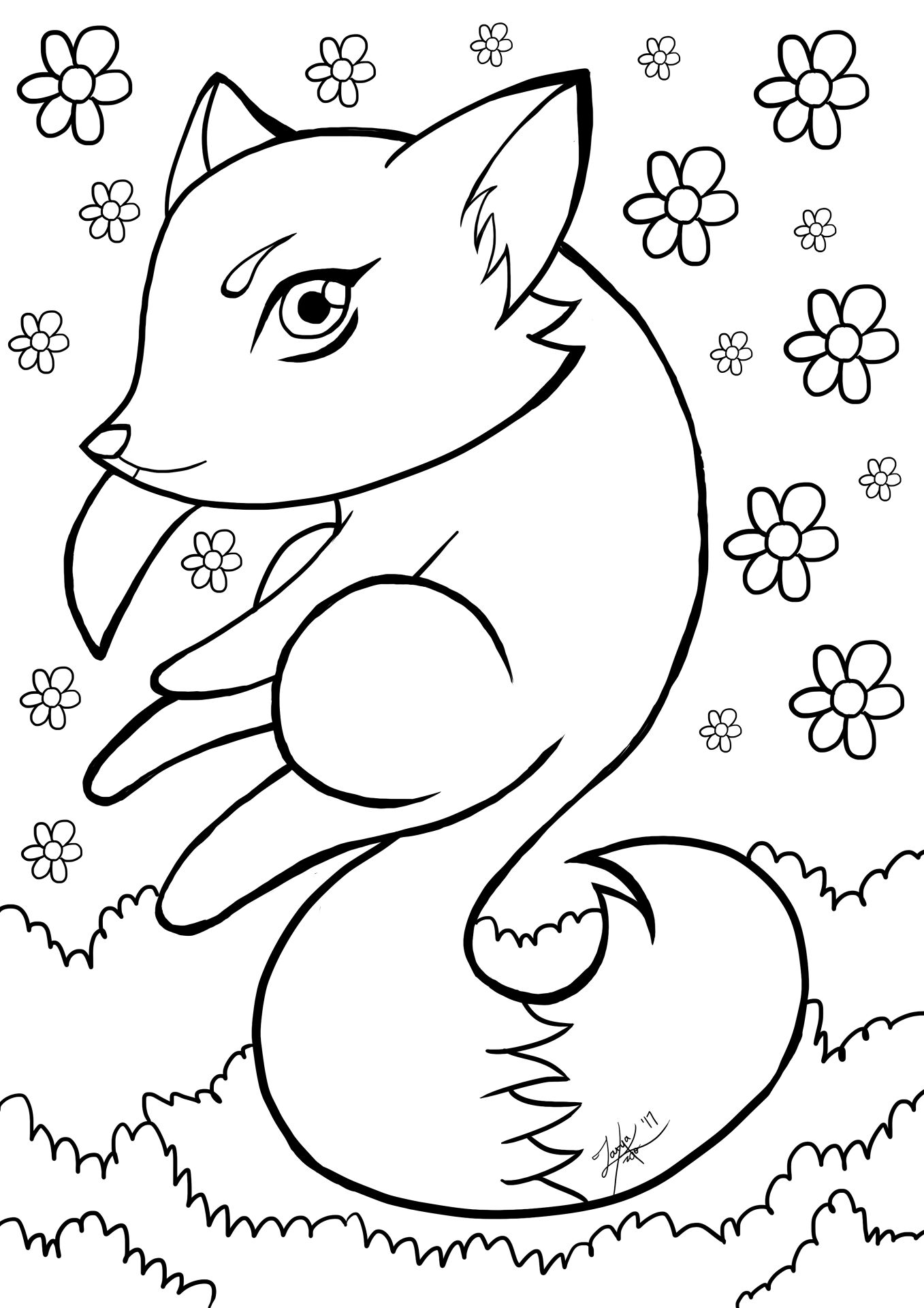 Desenho de Raposas para colorir e imprimir: número 3