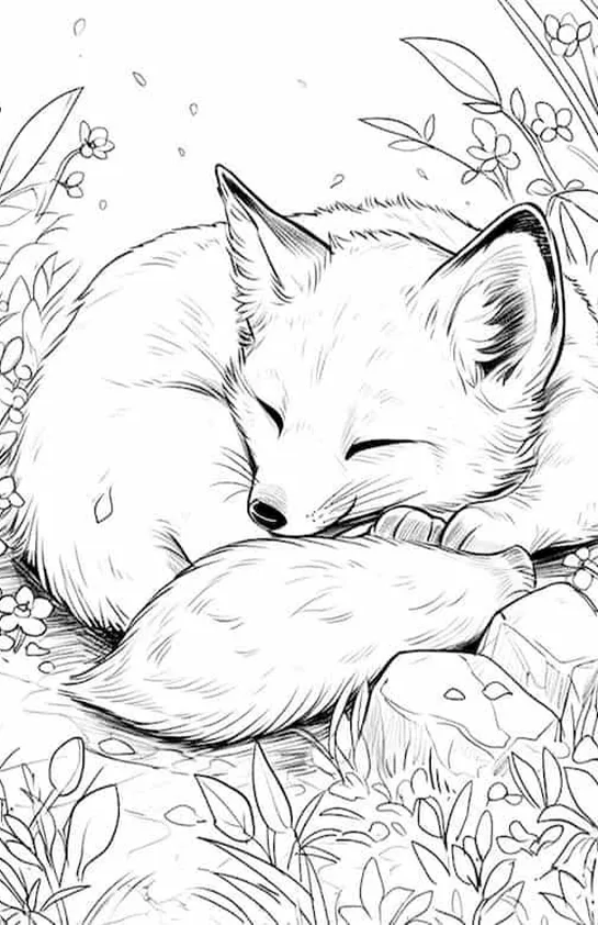 Desenho de Raposas para colorir e imprimir: número 22