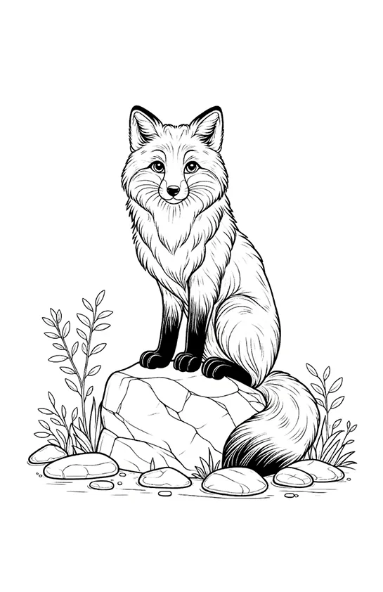 Desenho de Raposas para colorir e imprimir: número 25