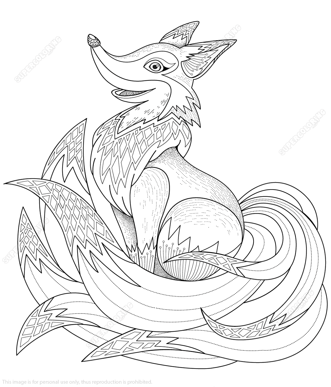 Desenho de Raposas para colorir e imprimir: número 34