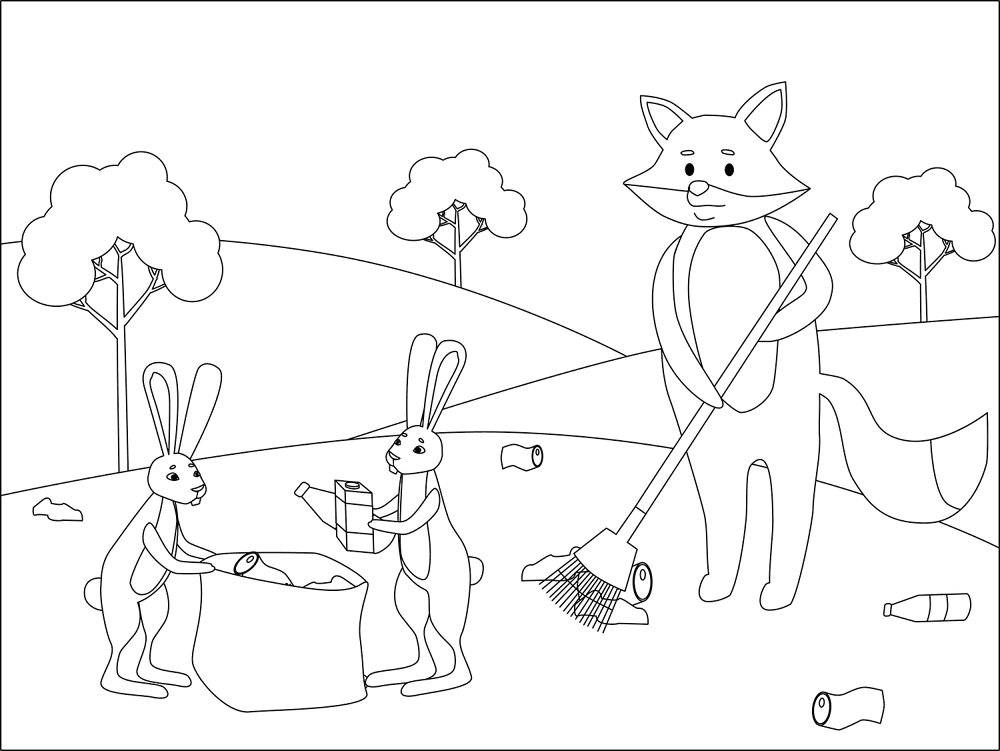 Desenho de Raposas para colorir e imprimir: número 35